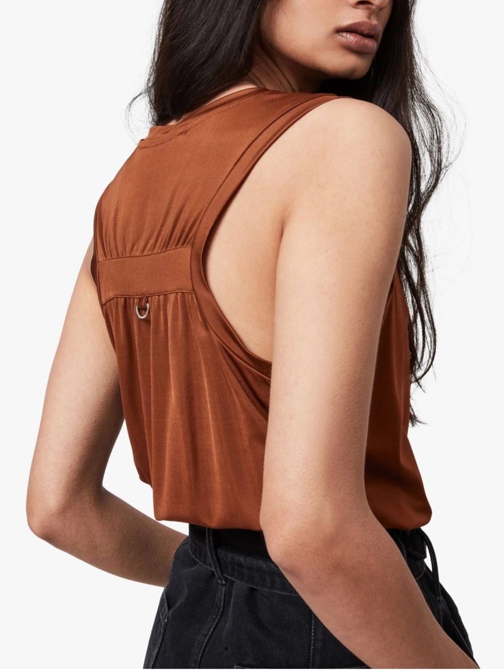 All Saints Tessa Cami Milk Chocolate Brown Scoop Neck Tank Size 6